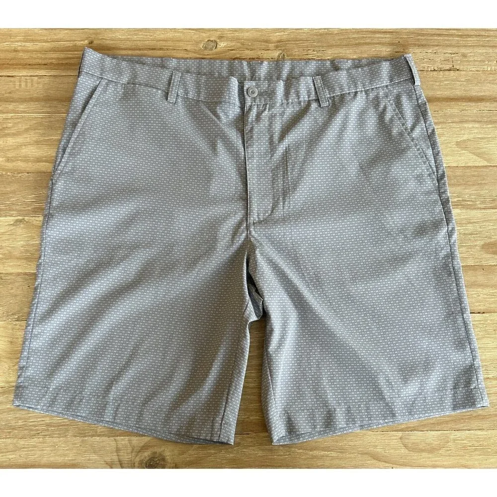 PGA Tour Mens Golf Shorts Pale Gray Print Flat Front Stretch Size 40